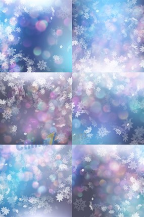 梦幻光斑雪花背景矢量图